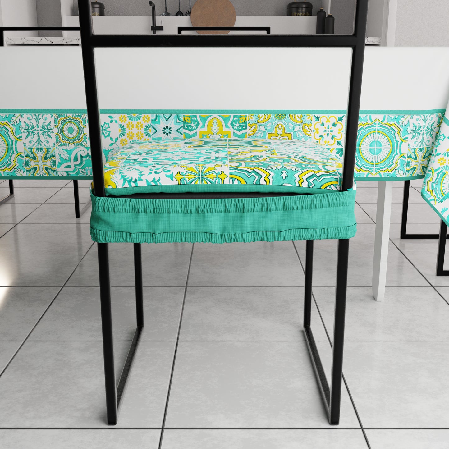 Coprisedia con Elastico Vietri-02 Verdeacqua | Stampa 4K | 2 o 6 Pz