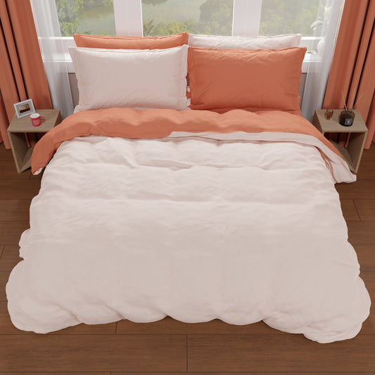 Housse de couette double, housse de couette et taies d'oreiller, rose clair/foncé