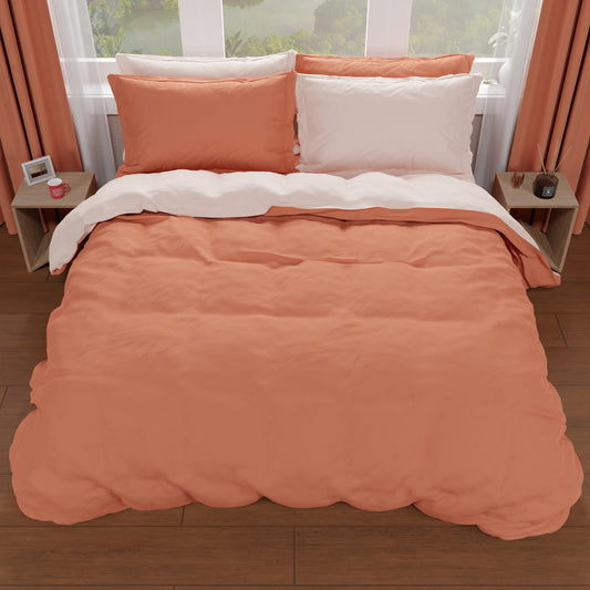 Housse de couette double, housse de couette et taies d'oreiller, rose clair/foncé