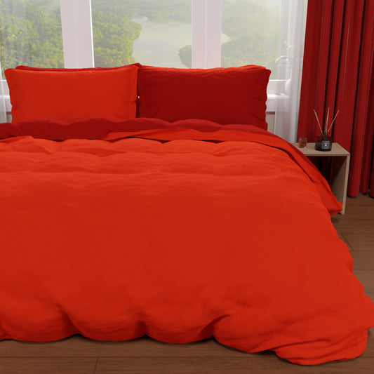 Housse de Couette Double, Housse de Couette et Taies d'Oreiller, Rouge/Bordeaux