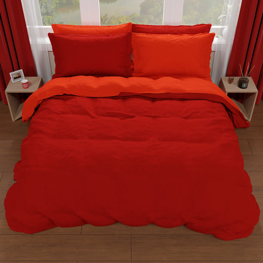 Housse de Couette Double, Housse de Couette et Taies d'Oreiller, Rouge/Bordeaux