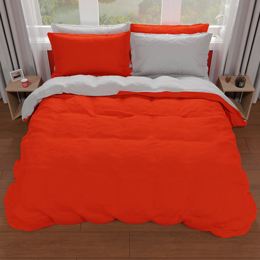 Copripiumino Microfibra Bicolor Rosso-Grigio Chiaro Matrimoniale