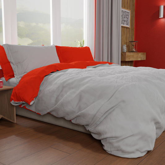 Copripiumino Microfibra Bicolor Rosso-Grigio Chiaro Matrimoniale