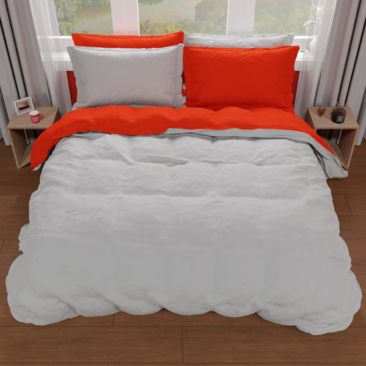 Copripiumino Microfibra Bicolor Rosso-Grigio Chiaro Matrimoniale