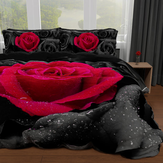 Copripiumino Matrimoniale,Singolo,Piazza e Mezza,Black Roses