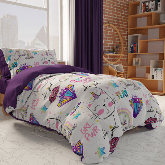 Duvet cover, bedroom duvet cover, single and one and a half square, kitten