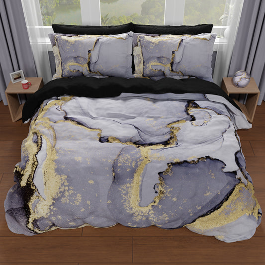 Copripiumino Matrimoniale, Singolo, Una Piazza e Mezza, Marble 04 Grigio Scuro