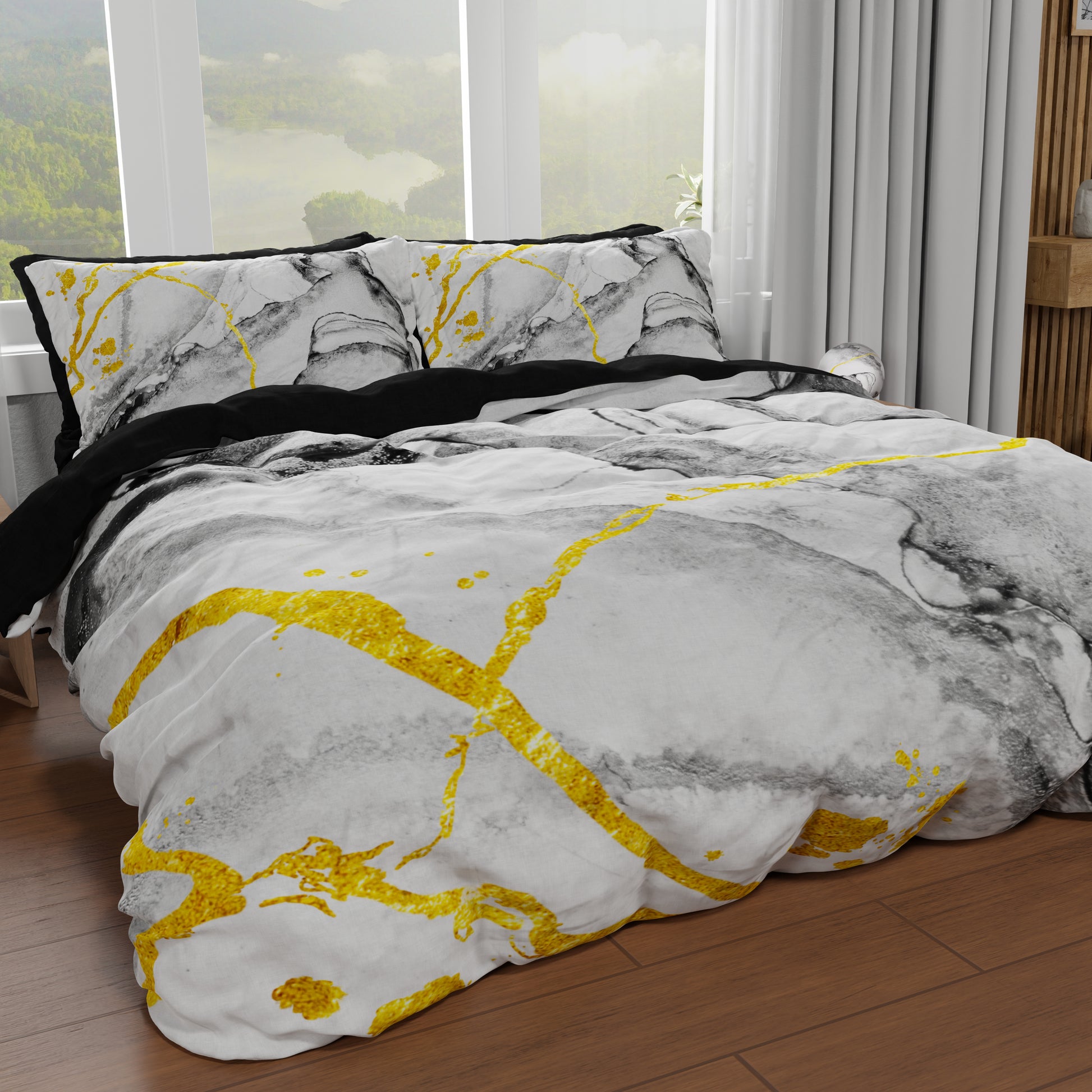 Copripiumino Effetto Marmo Marble 06 Grigio Chiaro Matrimoniale Made in Italy | PETTI