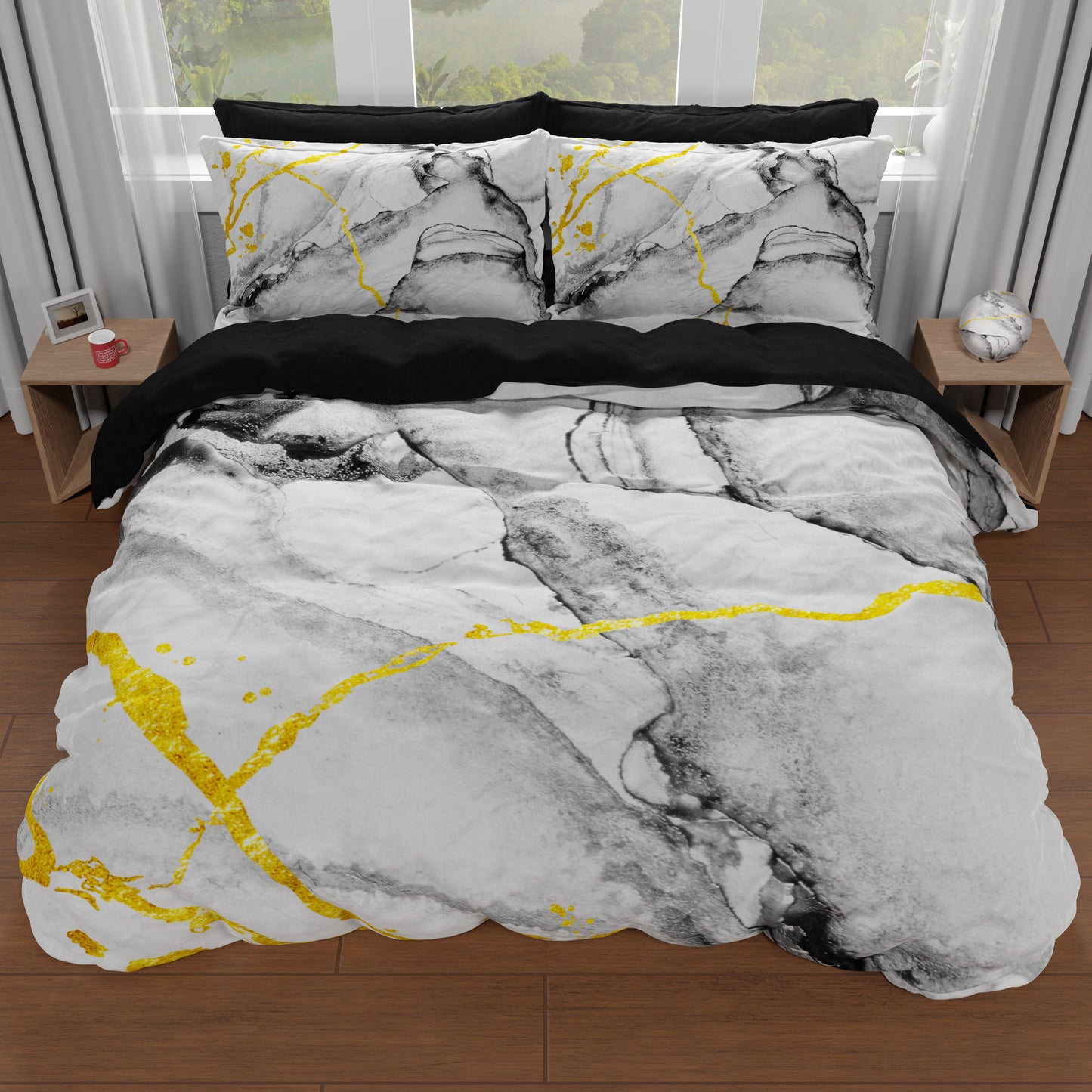 Copripiumino Matrimoniale, Singolo, Una Piazza e Mezza, Marble 06 Grigio Chiaro