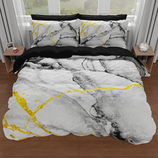 Copripiumino Matrimoniale, Singolo, Una Piazza e Mezza, Marble 06 Grigio Chiaro