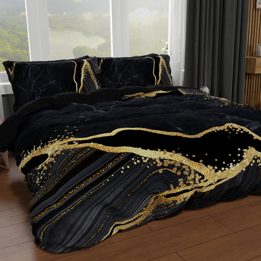 Copripiumino Effetto Marmo Marble 07 Nero Matrimoniale Made in Italy | PETTI Marblelized