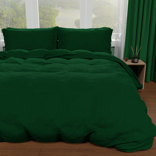 Housse de couette double, housse de couette et taies d'oreiller, vert émeraude