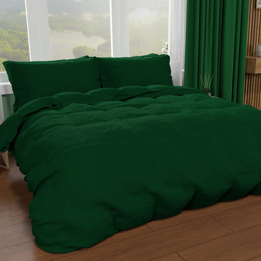 Housse de couette double, housse de couette et taies d'oreiller, vert émeraude