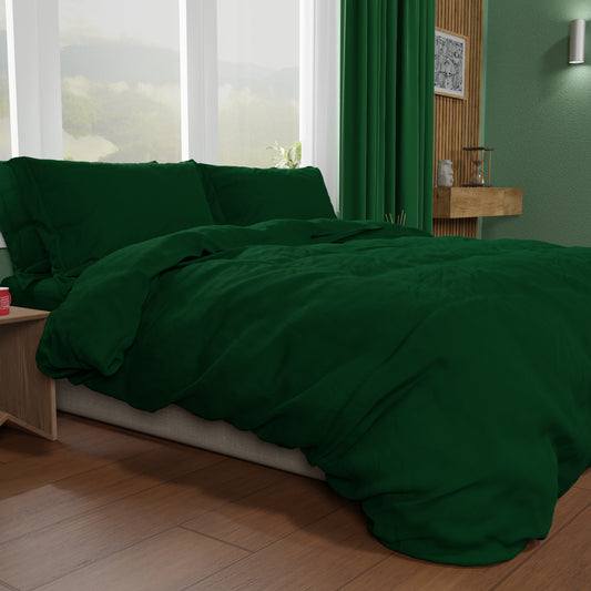 Housse de couette double, housse de couette et taies d'oreiller, vert émeraude