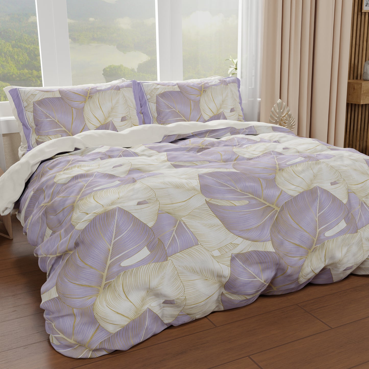 Housse de couette double, simple, une place et demie, Tropical Lilas Or