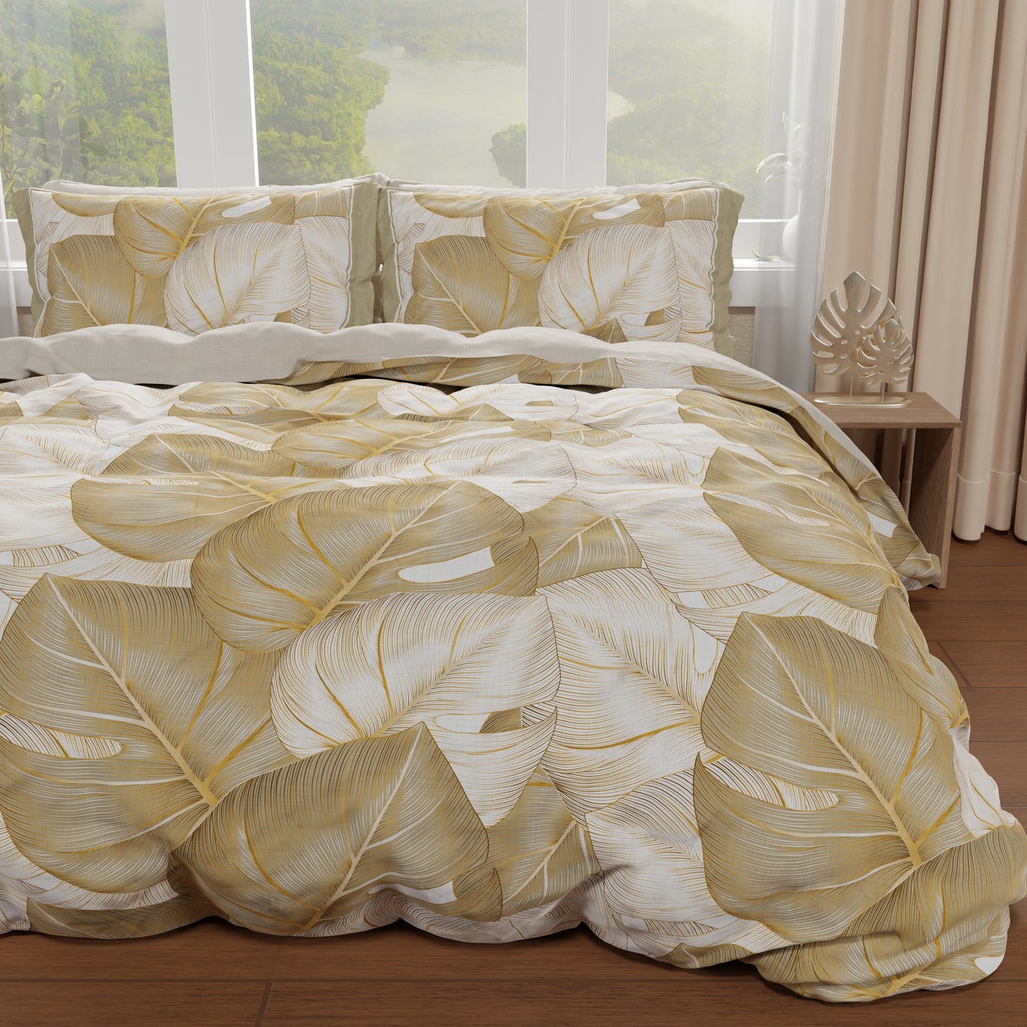 Housse de couette double, simple, une place et demie, Tropical Taupe Or