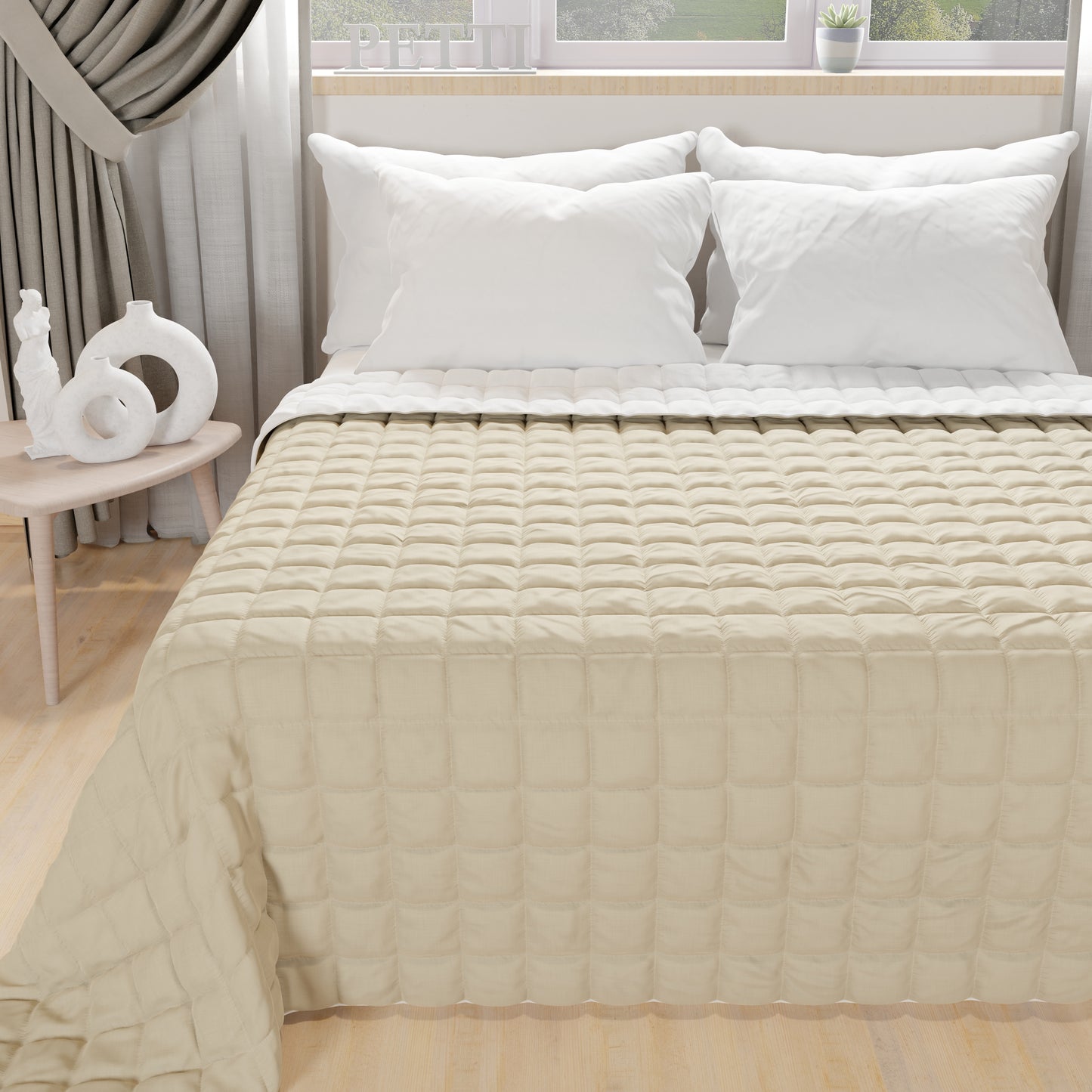 Trapuntino Primaverile Autunnale Double Face Bianco Tortora Made in Italy | PETTI