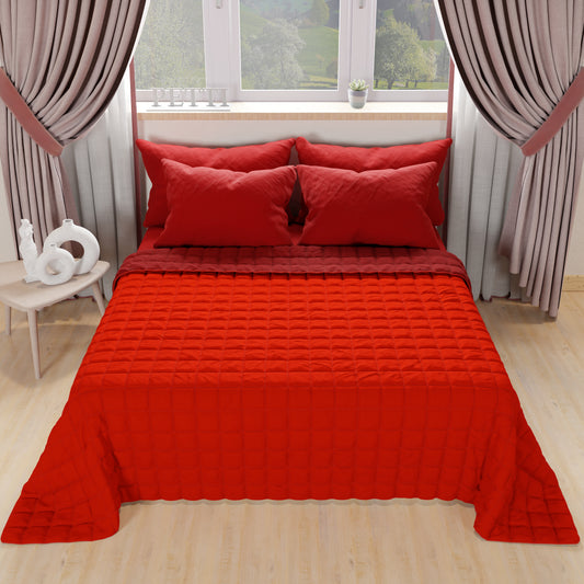 Trapuntino Copriletto Primaverile Autunnale Double Face Rosso Bordeaux
