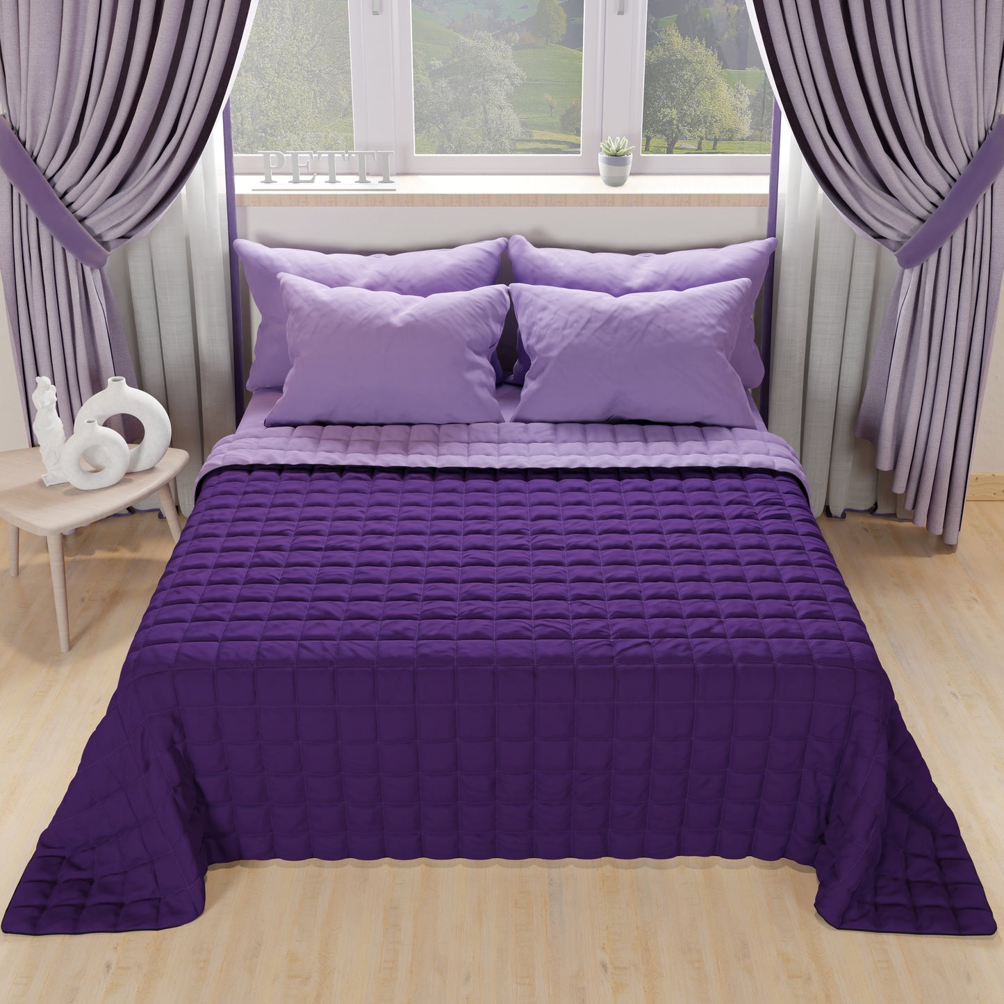Double Face Lilac Purple Spring Autumn Bedspread Quilt