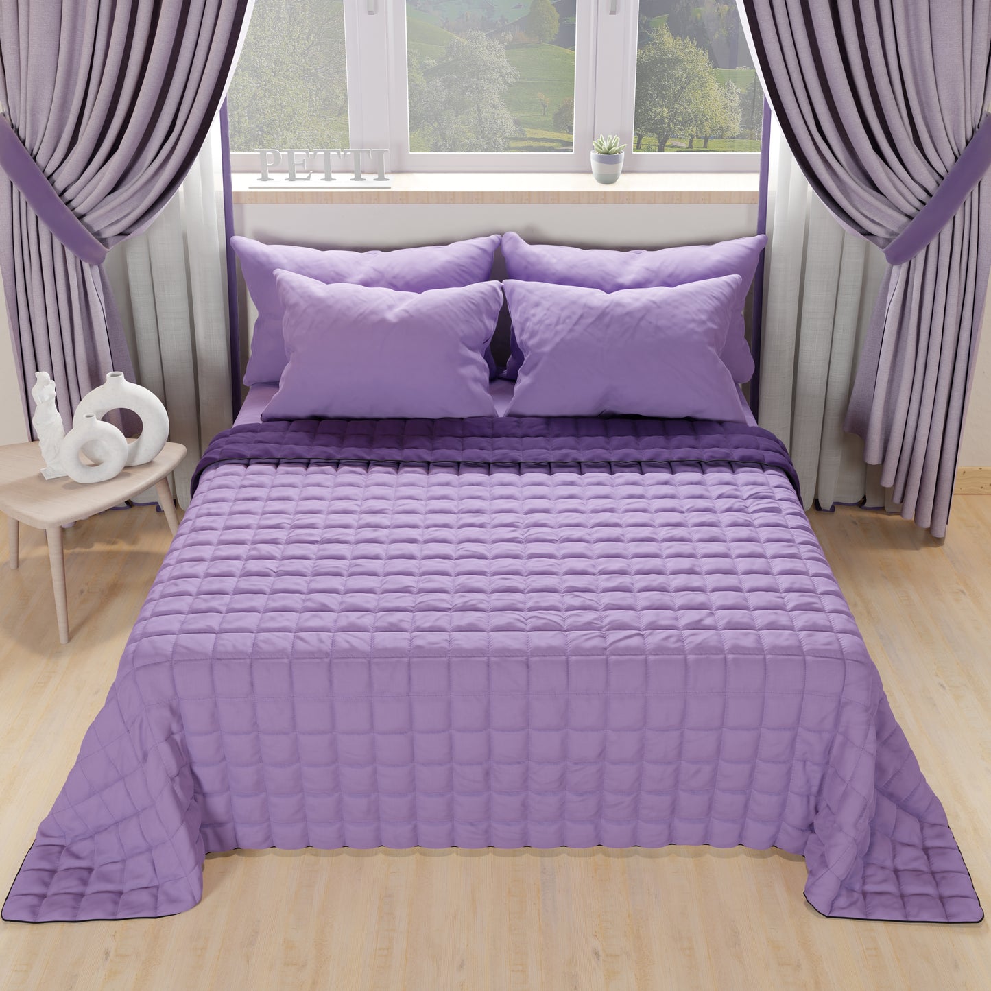 Double Face Lilac Purple Spring Autumn Bedspread Quilt