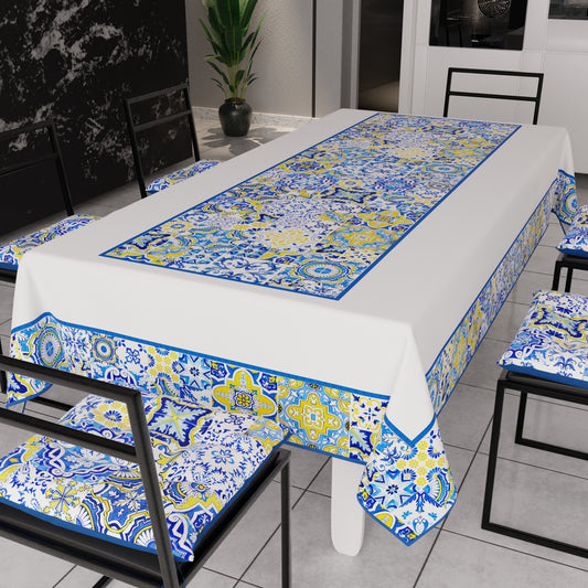 Tovaglia da Tavola Moderna, Copritavolo da Cucina, Vietri 02 Blu