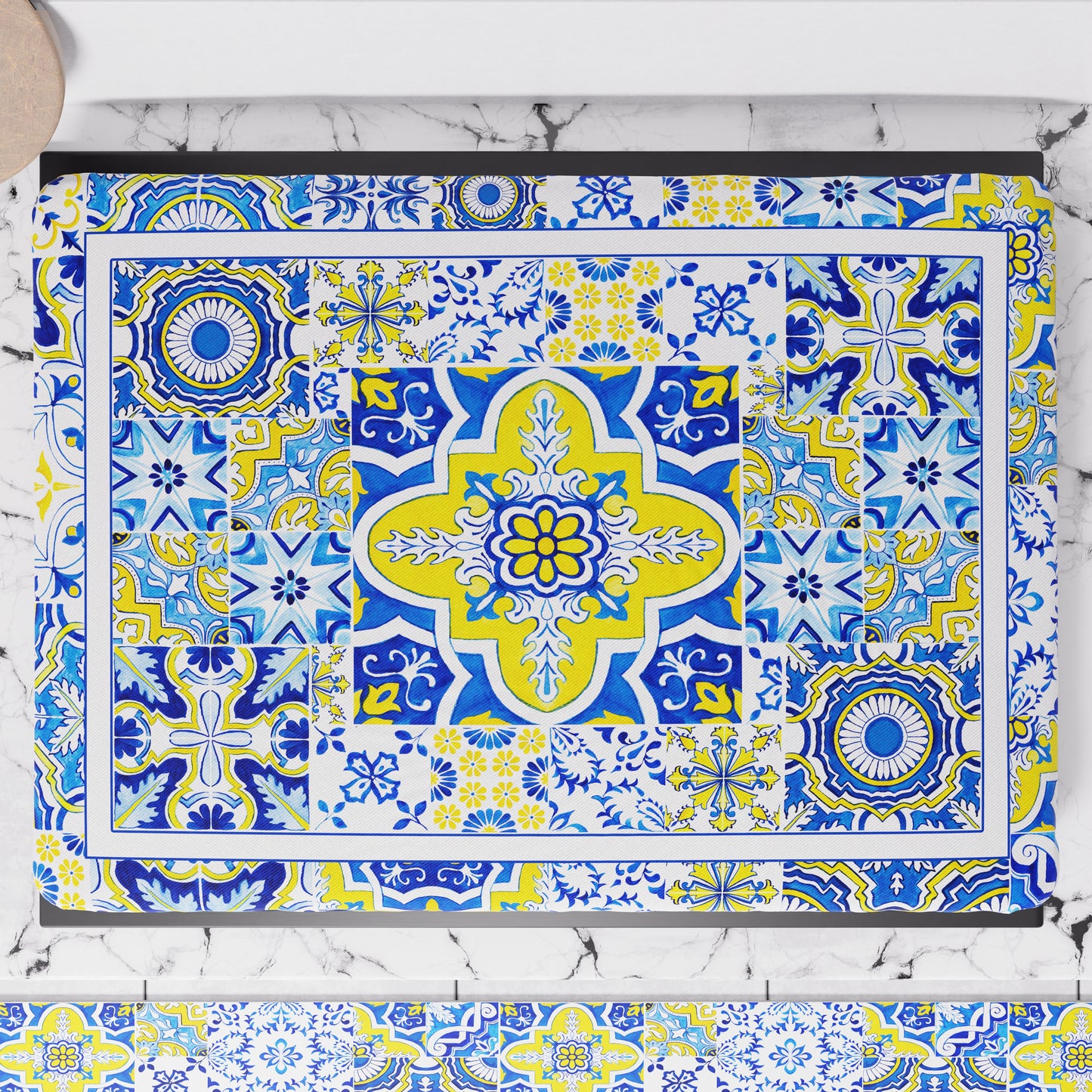 Coprifornello Geometrico Coprifuochi Cucina in Stampa Digitale Vietri 02 Blu