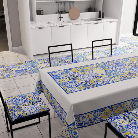 Tovaglia da Tavola Moderna, Copritavolo da Cucina, Vietri 02 Blu