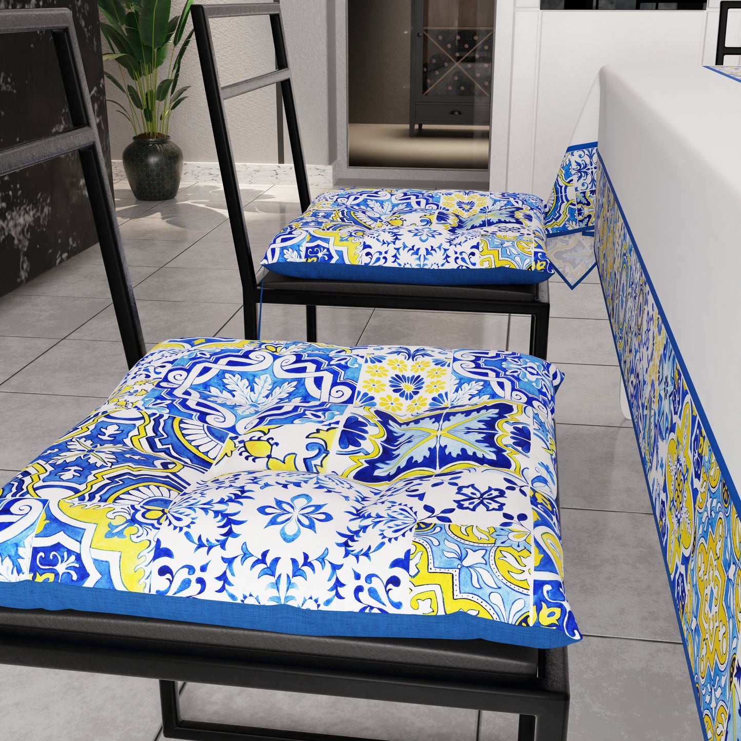 Coussins pour chaises housses de chaise 6 pièces Vietri 02 Bleu