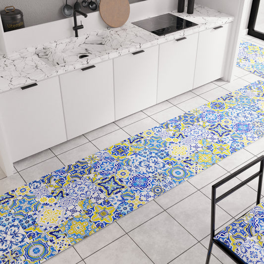 Tappeto Cucina Antiscivolo moderno Passatoia Cucina lavabile Vietri 02 Blu