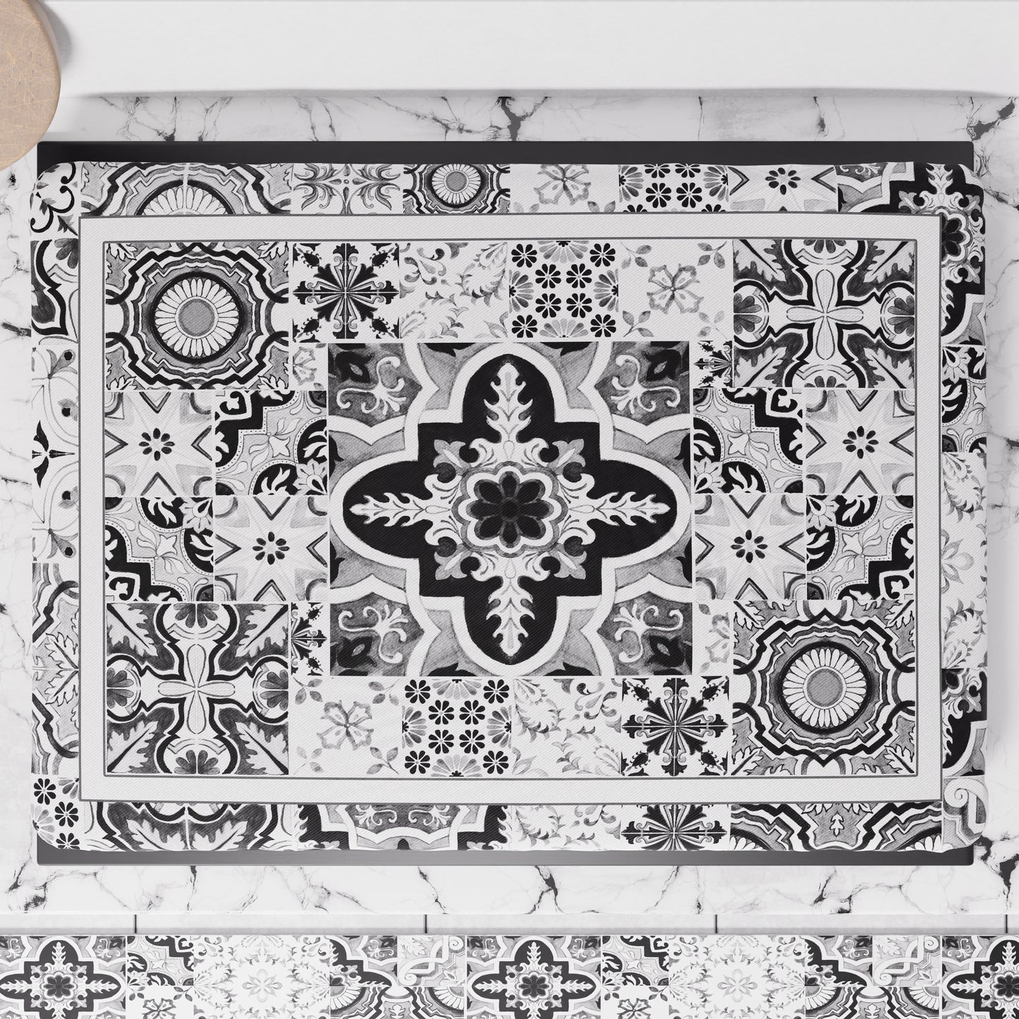 Coprifornello Geometrico Coprifuochi Cucina in Stampa Digitale Vietri 02 Nero