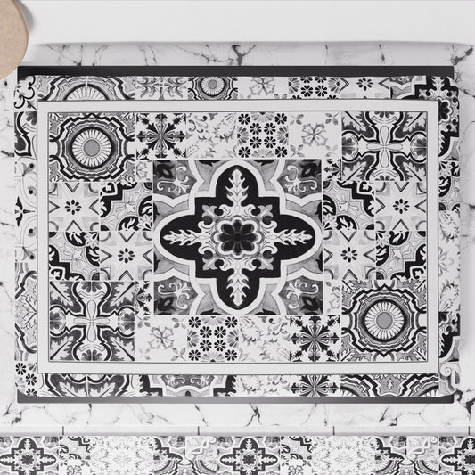 Coprifornello Geometrico Coprifuochi Cucina in Stampa Digitale Vietri 02 Nero