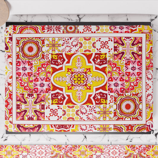 Coprifornello Geometrico Coprifuochi Cucina in Stampa Digitale Vietri 02 Rosso