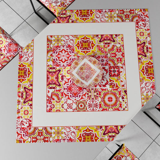 Centrotavola Geometrico Vietri 02 Rosso 40x145 Made in Italy | PETTI
