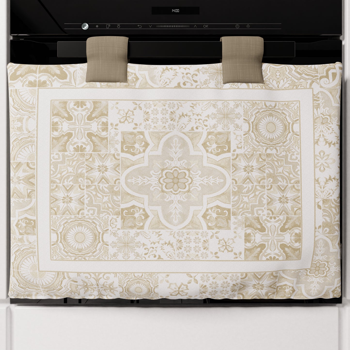 Housse de four géométrique pour cuisine en impression digitale Vietri 02 Beige 1 pièce