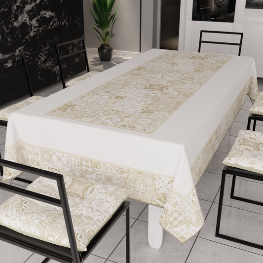 Tovaglia da Tavola Moderna, Copritavolo da Cucina, Vietri 02 Beige