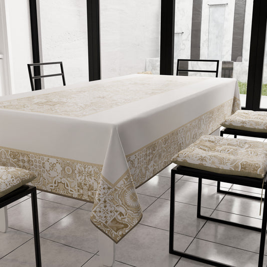 Tovaglia da Tavola Moderna, Copritavolo da Cucina, Vietri 02 Beige