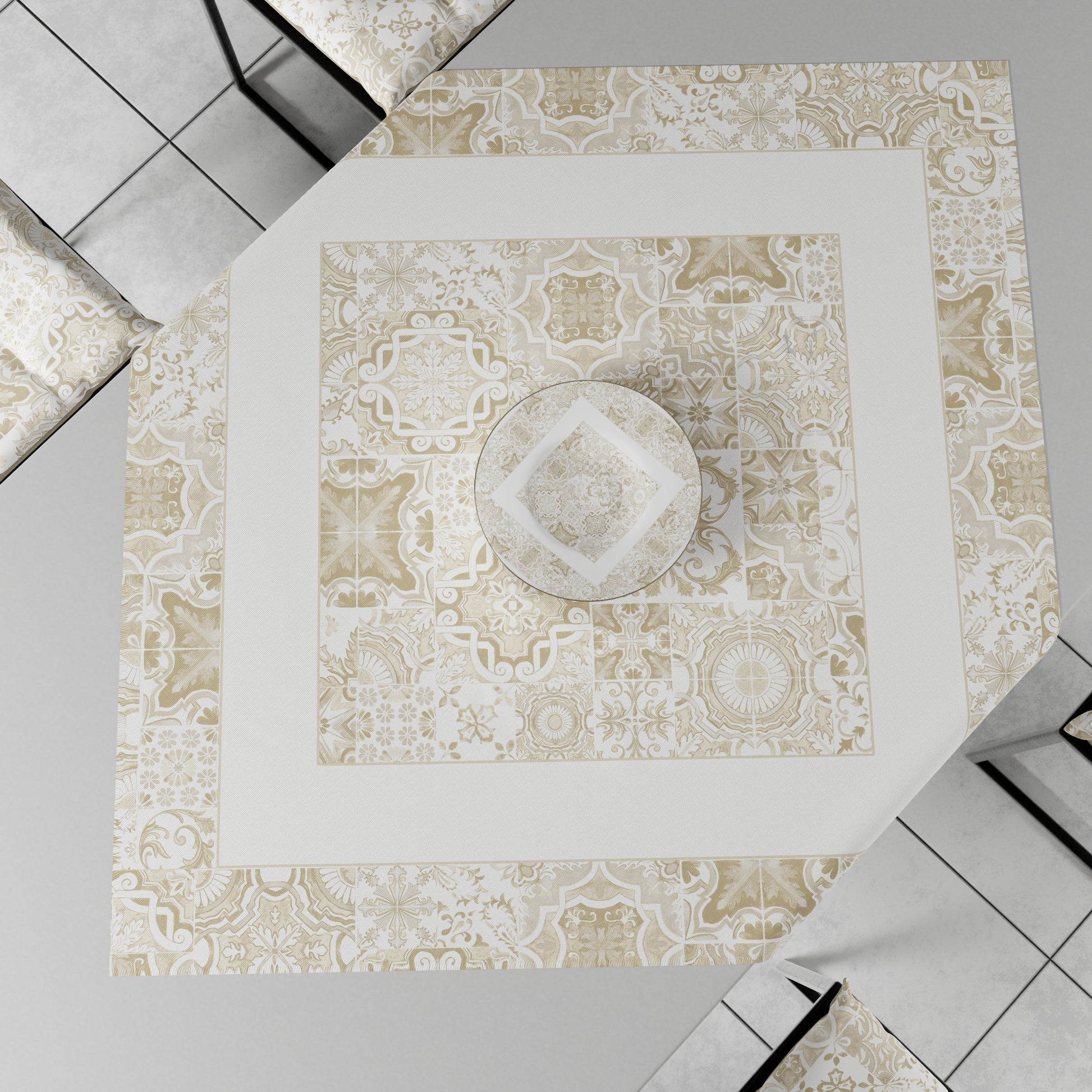 Centrotavola Geometrico Vietri 02 Beige 40x145 Made in Italy | PETTI