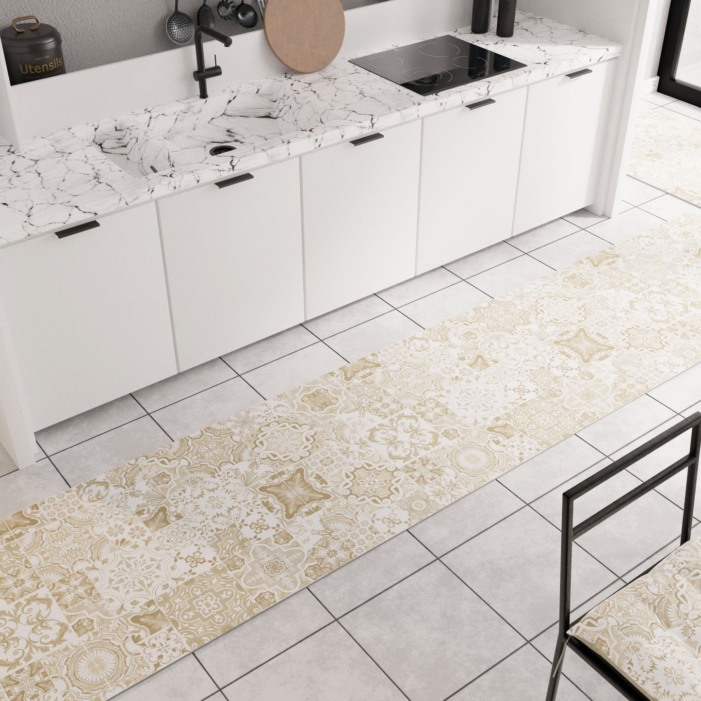 Tappeto Cucina Antiscivolo moderno Passatoia Cucina lavabile Vietri 02 Beige