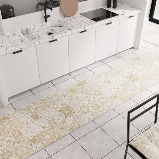 Tappeto Cucina Antiscivolo moderno Passatoia Cucina lavabile Vietri 02 Beige