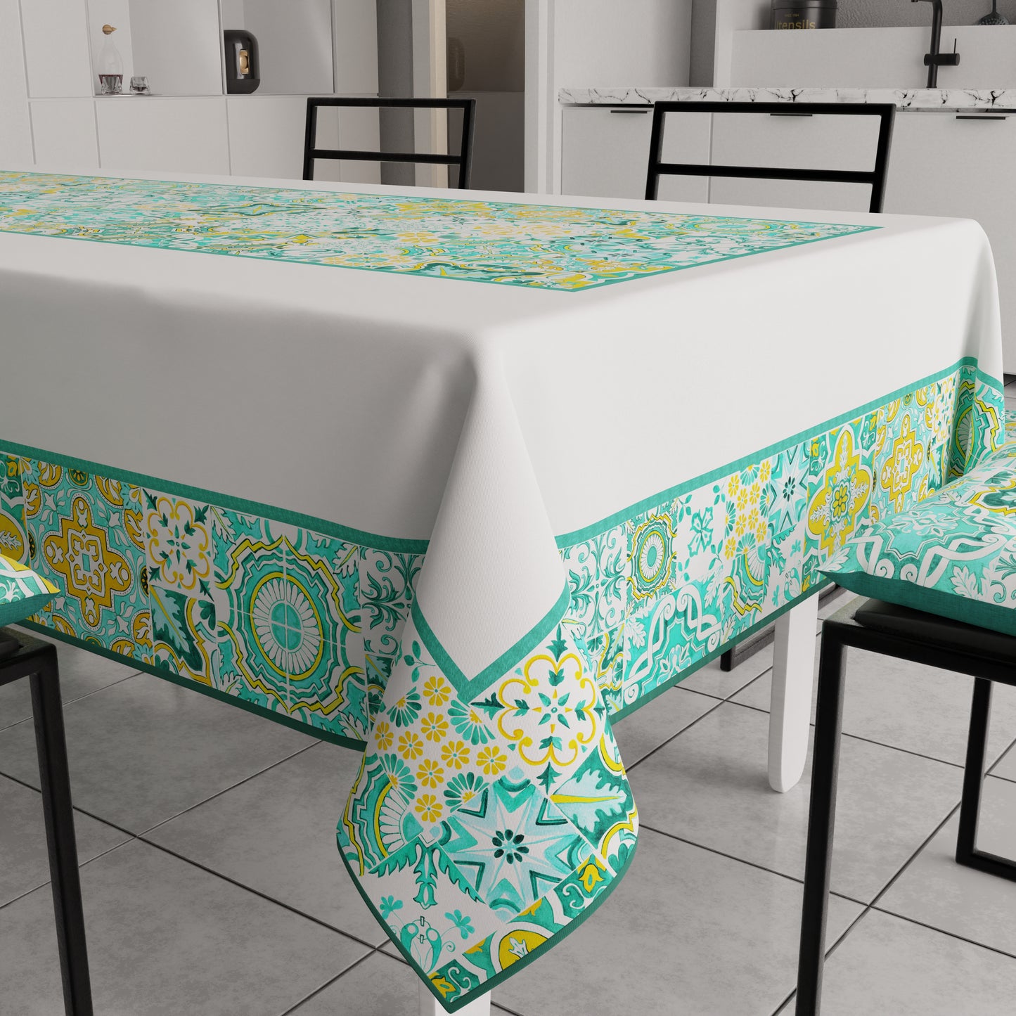 Promo Cucina Vietri Verde Acqua 02 in Stampa Digitale + Tovaglia Trasparente + Runner in Omaggio.