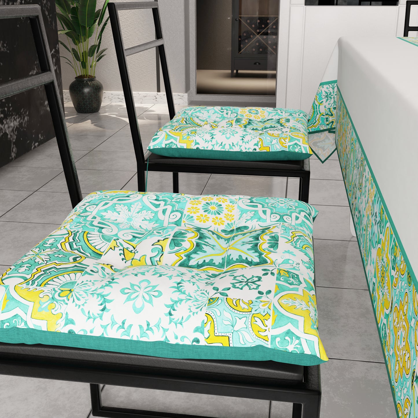 Coussins pour chaises housses de chaise 6 pièces Vietri 02 Vert d'eau
