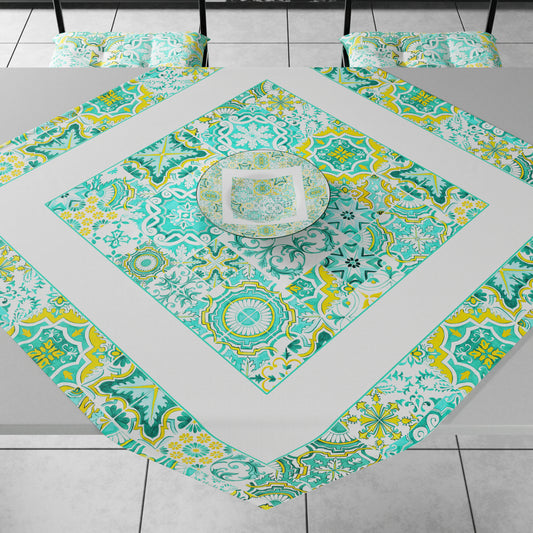 Centrotavola Geometrico per Cucina in Stampa Digitale Vietri 02 Verde Acqua