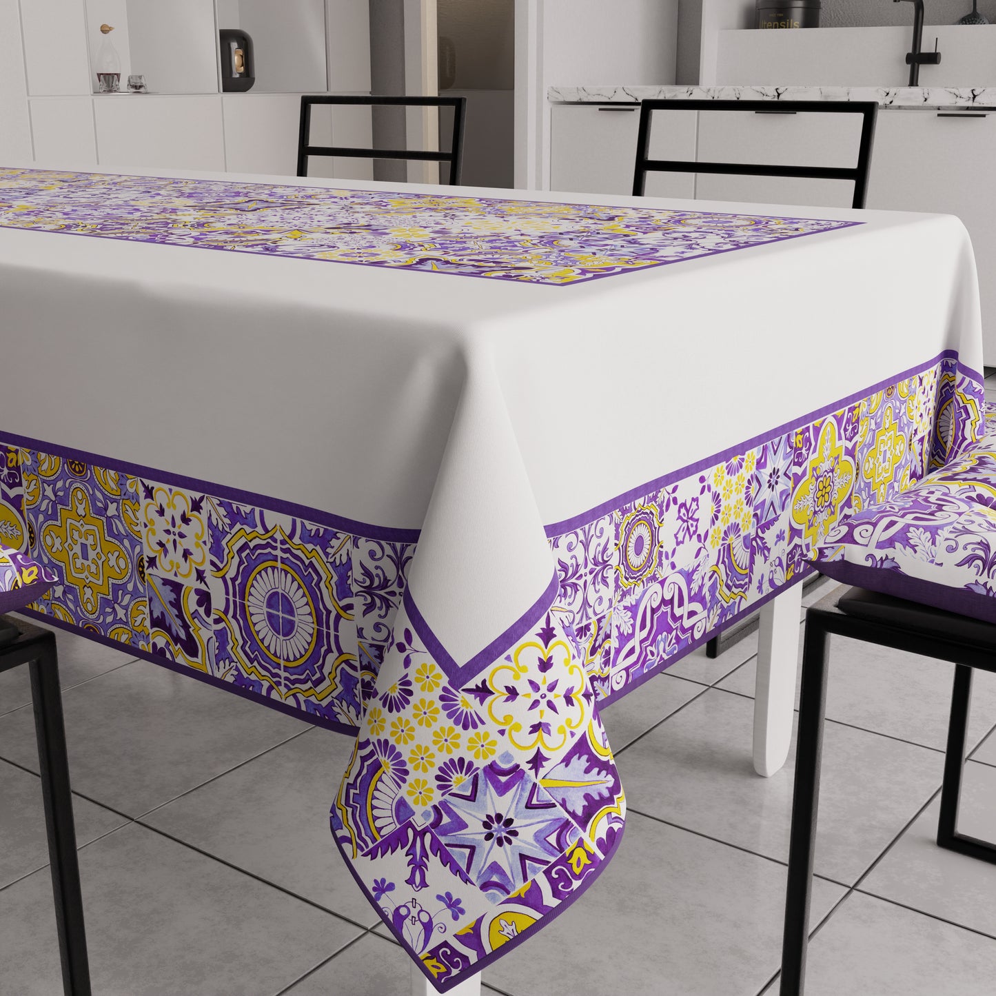 Promo Cucina Vietri Viola 02 in Stampa Digitale + Tovaglia Trasparente + Runner in Omaggio.