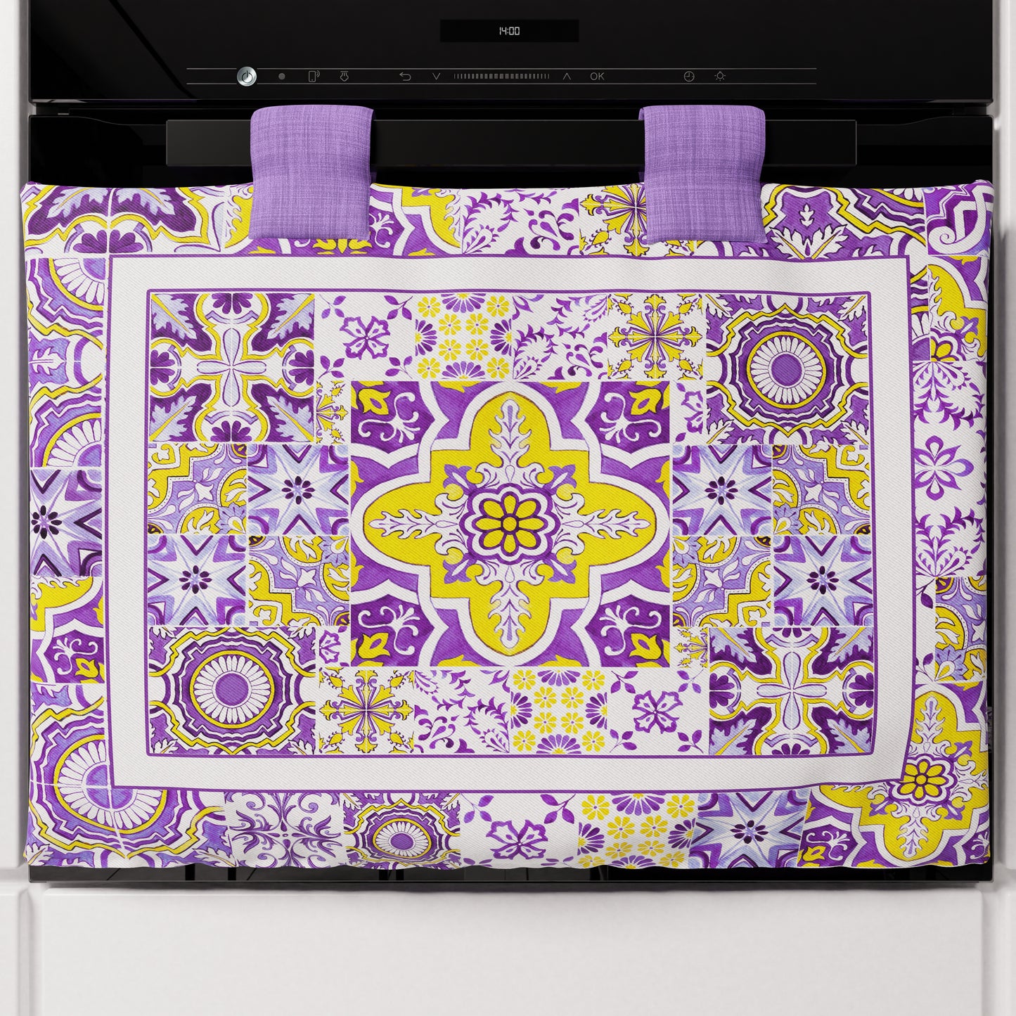 Housse de four géométrique pour cuisine en impression digitale Vietri 02 Violet 1 pièce