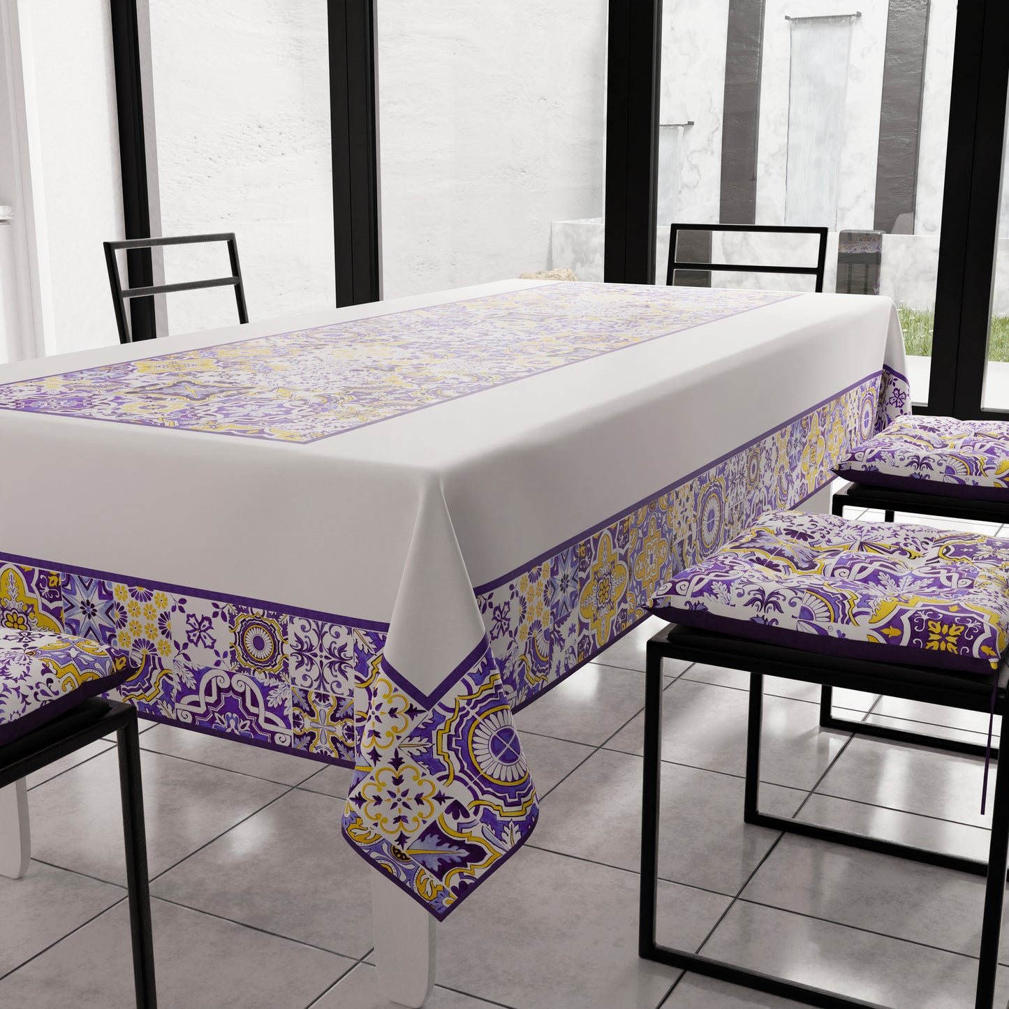 Nappe de table moderne, protège-table de cuisine, Vietri 02 Violet