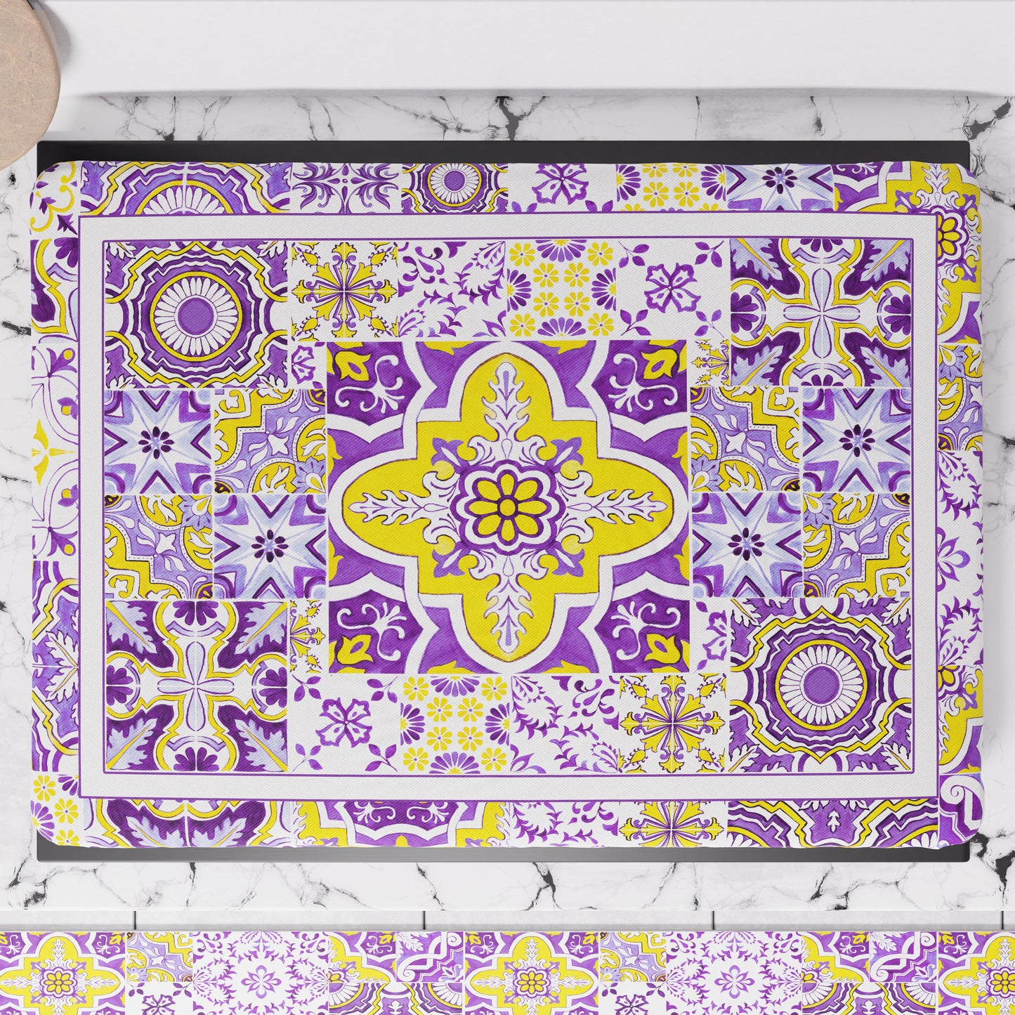 Housse de brûleur géométrique pour cuisine en impression numérique Vietri 02 Violet