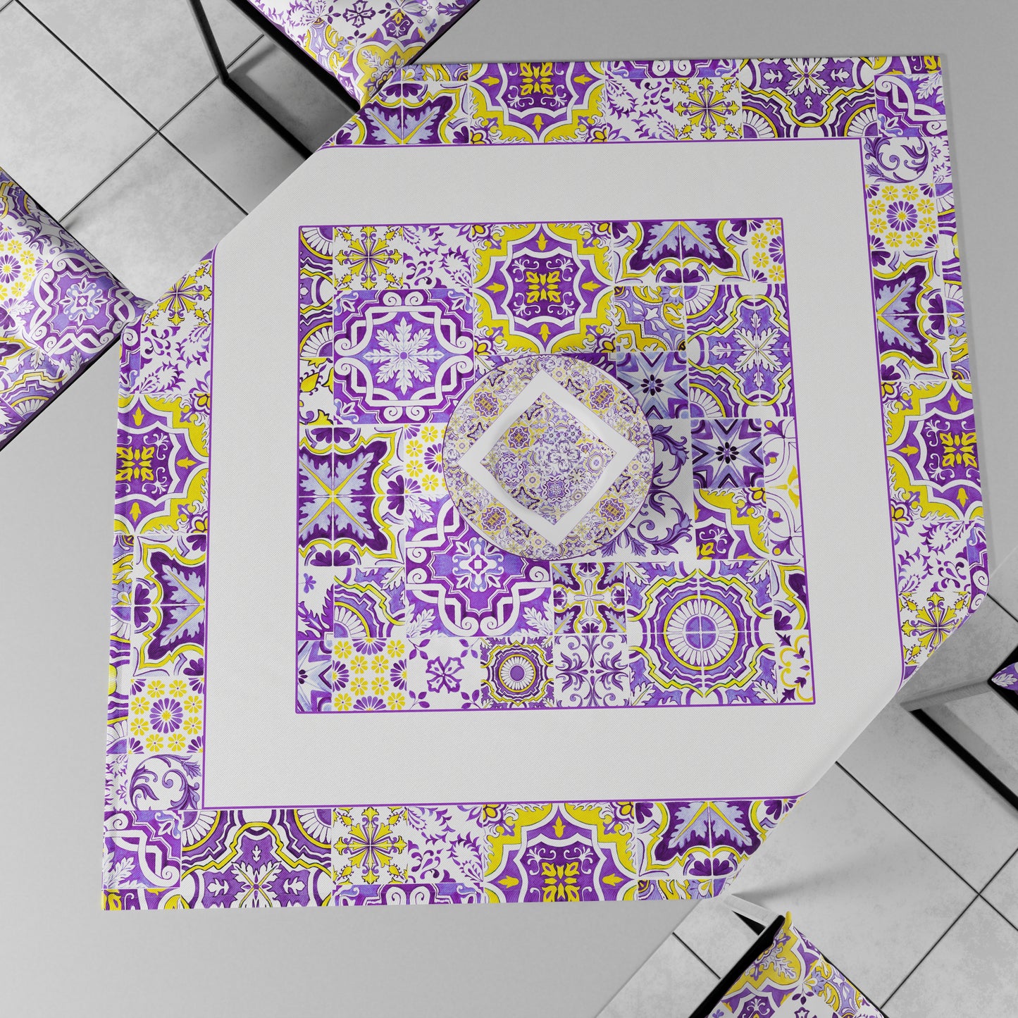 Centrotavola Geometrico per Cucina in Stampa Digitale Vietri 02 Viola